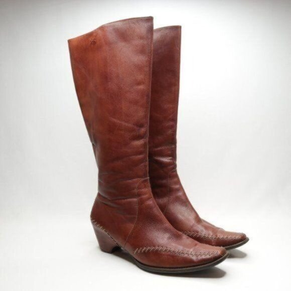 Pikolinos Women's Size 41 Brown Leather Knee High Point Toe Zip Up Heeled Boots - Picture 1 of 13